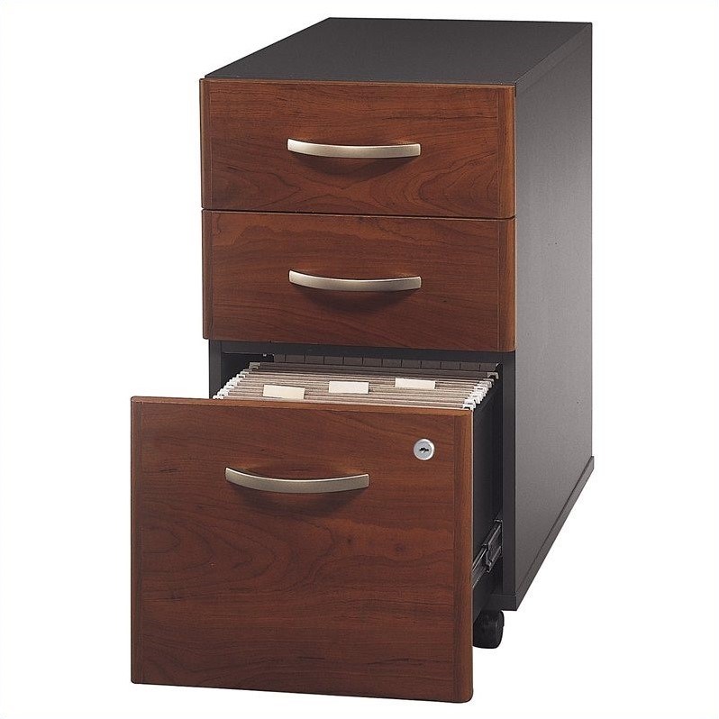Bush Business Furniture Series C 3 Drawer Mobile File Cabinet in Hansen Cherry