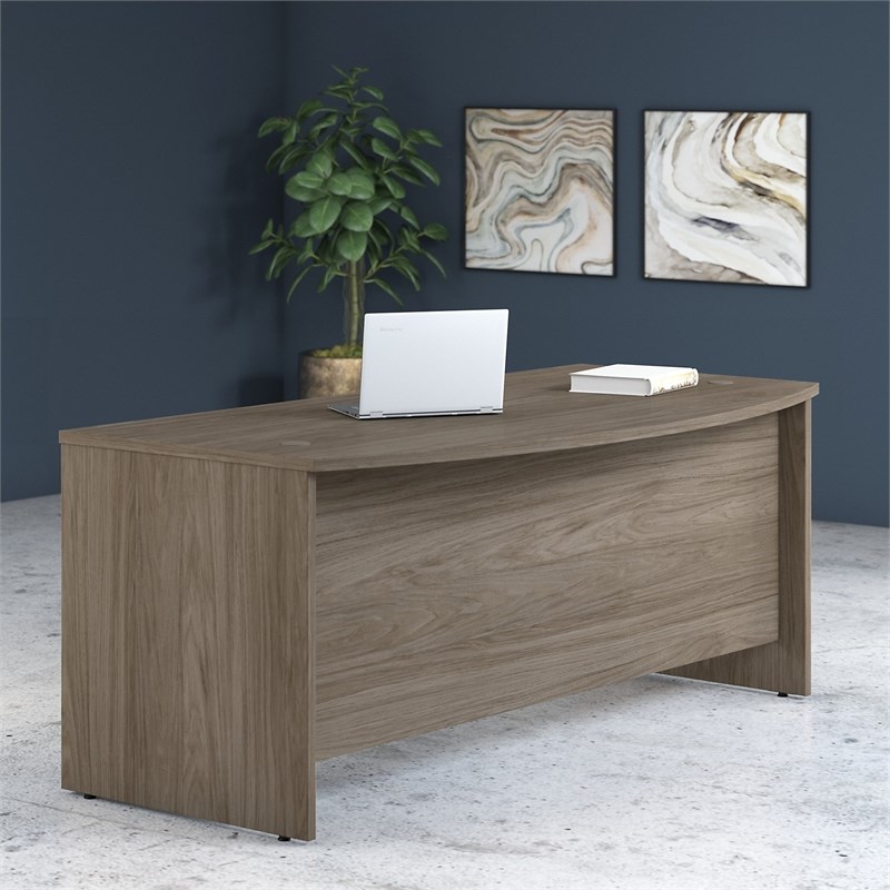 Studio C 72W x 36D Bow Front Desk in Modern Hickory - Engineered Wood