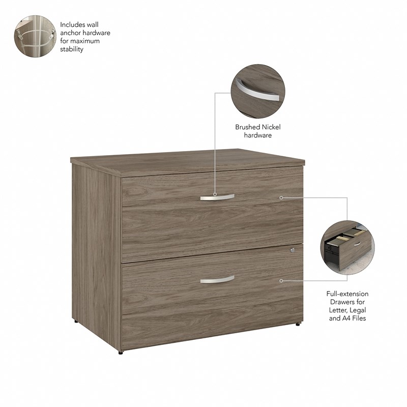 Studio C 2 Drawer Lateral File Cabinet in Modern Hickory - Engineered Wood