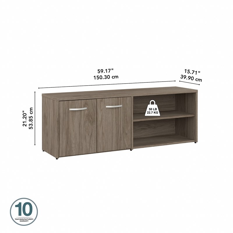 Studio C Low Storage Cabinet with Doors in Modern Hickory - Engineered Wood