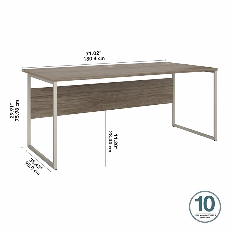 Hybrid 72W x 36D Computer Table Desk in Modern Hickory - Engineered Wood