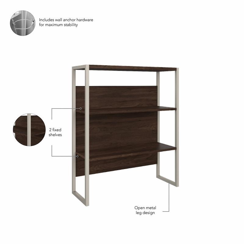 Hybrid 36W Bookcase Hutch in Black Walnut - Engineered Wood