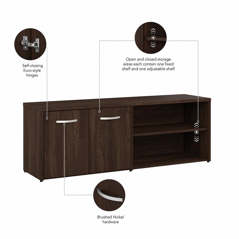 Hybrid Low Storage Cabinet with Doors in Black Walnut - Engineered Wood