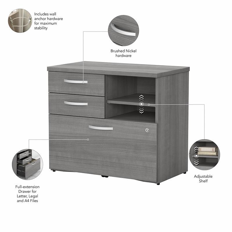 Studio C Office Storage Cabinet with Drawers in Platinum Gray - Engineered Wood