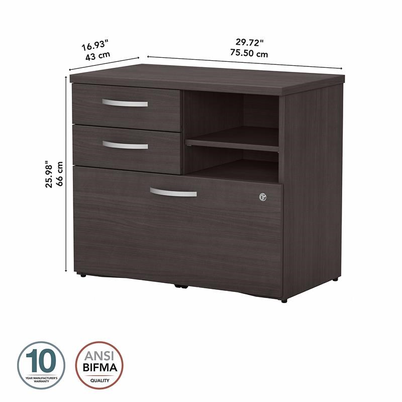 Studio C Office Storage Cabinet with Drawers in Storm Gray - Engineered Wood