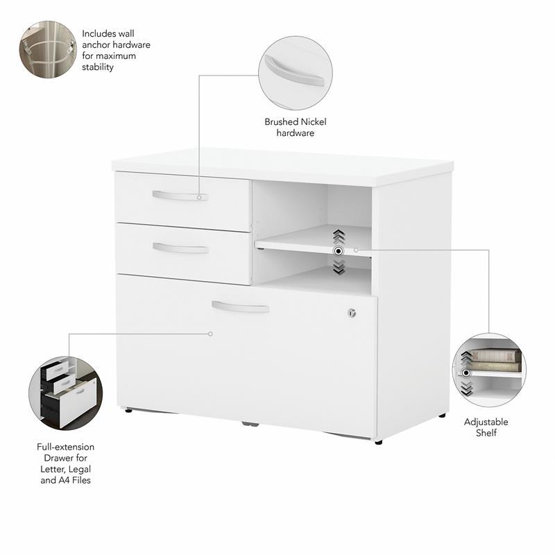 Studio C Office Storage Cabinet with Drawers in White - Engineered Wood