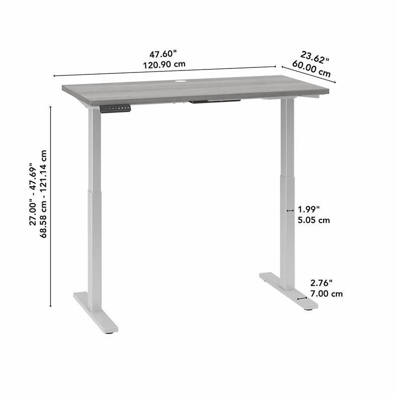 Move 60 Series 48W x 24D Adjustable Desk in Platinum Gray - Engineered Wood