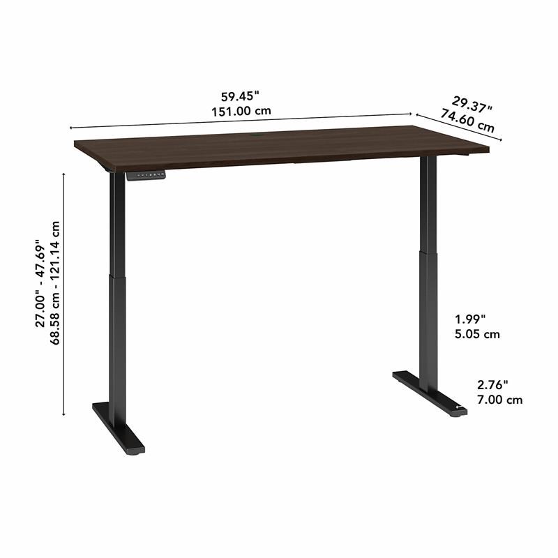 Move 60 Series 60W x 30D Adjustable Desk in Black Walnut - Engineered Wood