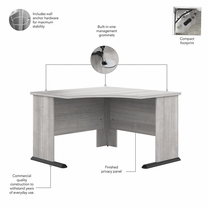 Studio A 48W Corner Computer Desk in Platinum Gray - Engineered Wood