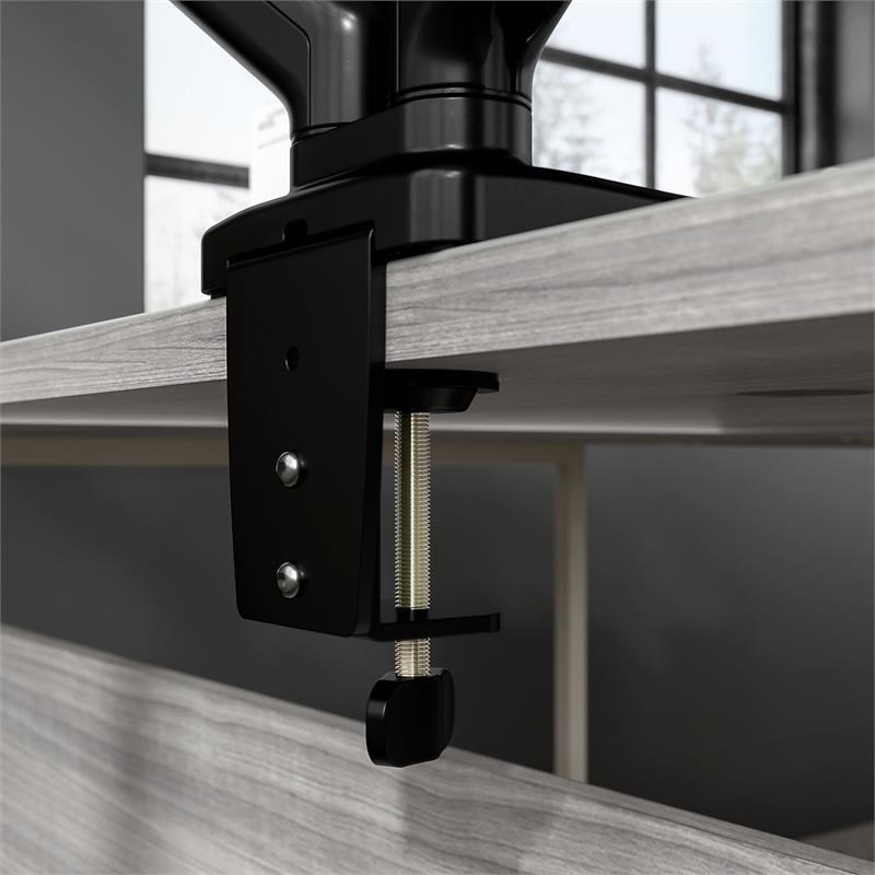 Bush Business Furniture Adjustable Dual Monitor Arm with USB in Black - Steel