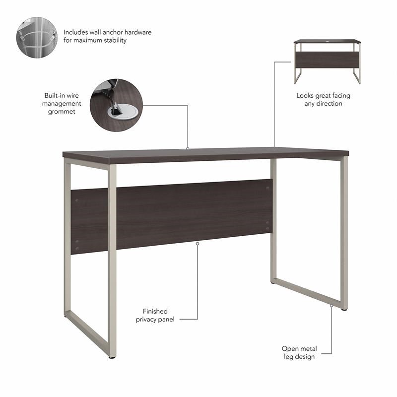 Hybrid 48W x 24D Computer Table Desk in Storm Gray - Engineered Wood