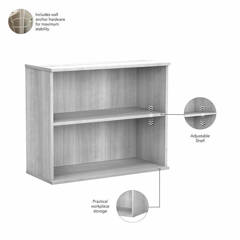 Hybrid Tall Etagere Bookcase in Platinum Gray - Engineered Wood