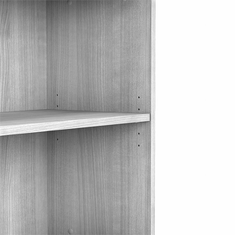 Studio A 60W Desk with Drawers and Bookcase in Platinum Gray - Engineered Wood