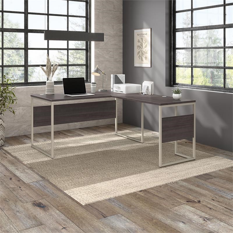 Hybrid 60W x 30D L Shaped Table Desk in Storm Gray - Engineered Wood