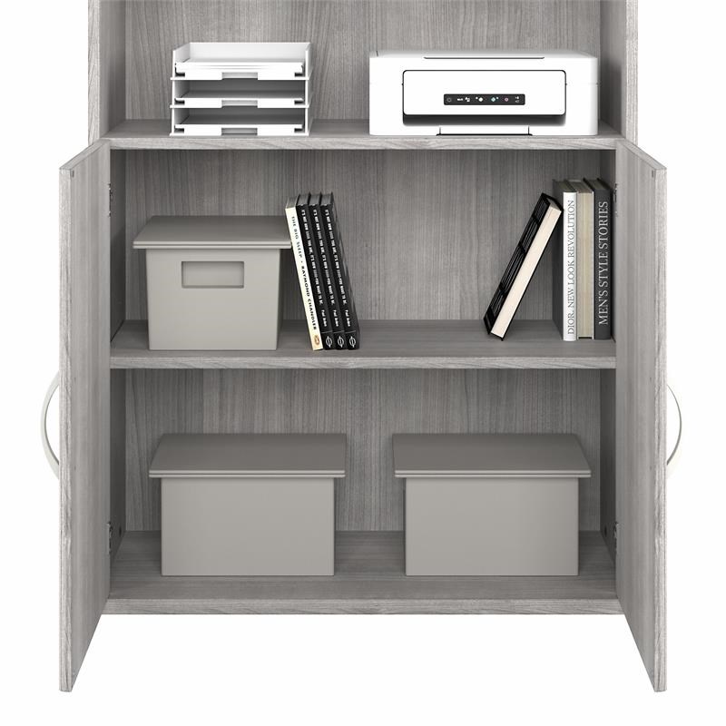 Studio A Tall 5 Shelf Bookcase with Doors in Platinum Gray - Engineered Wood