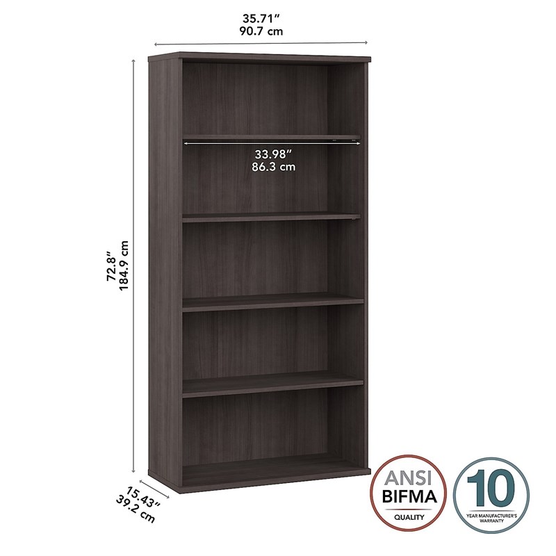 Studio A Tall 5 Shelf Bookcase in Storm Gray - Engineered Wood