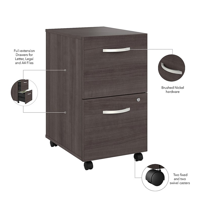 Studio A 2 Drawer Mobile File Cabinet in Storm Gray - Engineered Wood