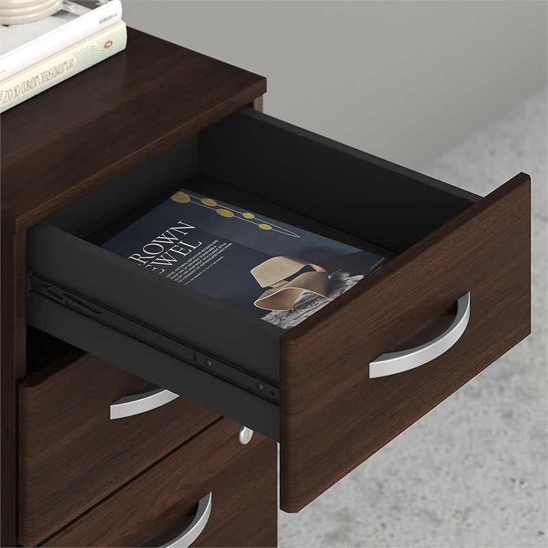 Studio C 3 Drawer Mobile File Cabinet in Black Walnut - Engineered Wood