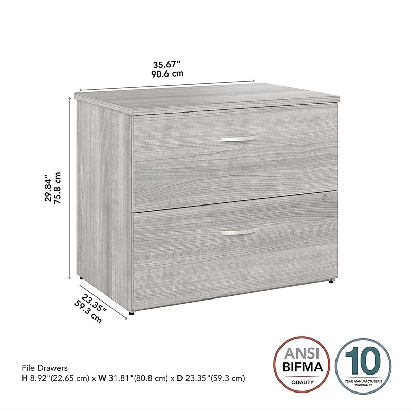 Studio A 2 Drawer Lateral File Cabinet in Platinum Gray - Engineered Wood