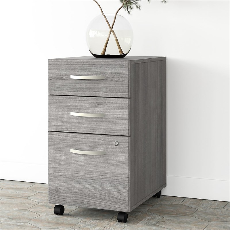 Studio A 3 Drawer Mobile File Cabinet in Platinum Gray - Engineered Wood