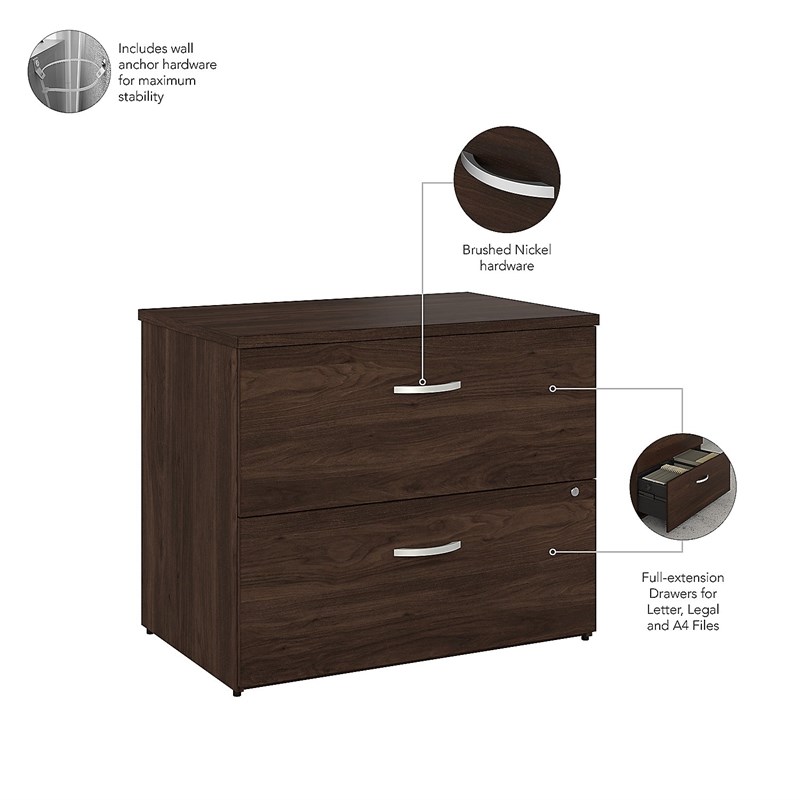 Studio C 2 Drawer Lateral File Cabinet in Black Walnut - Engineered Wood