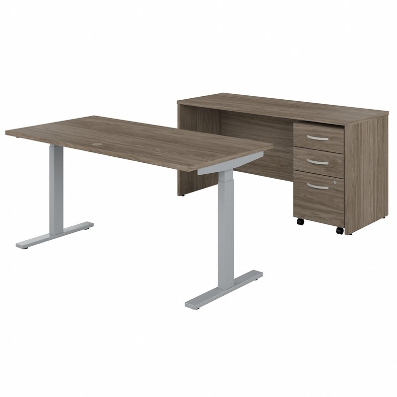 Studio C 60W Adjustable Standing Desk Set in Modern Hickory - Engineered Wood