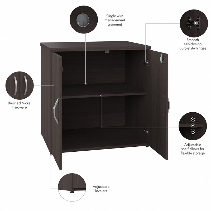 Studio C Office Storage Cabinet with Doors in Storm Gray - Engineered Wood
