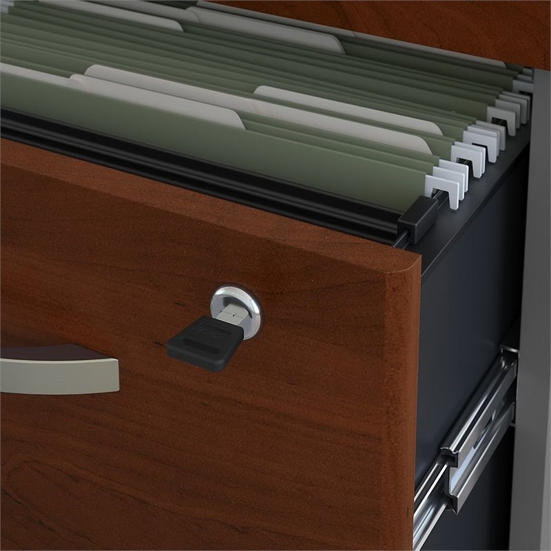 Series C 72W L Shaped Desk with Storage in Hansen Cherry - Engineered Wood