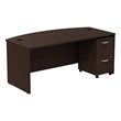 Series C 72W Bow Front Desk with File Cabinet in Mocha Cherry - Engineered Wood