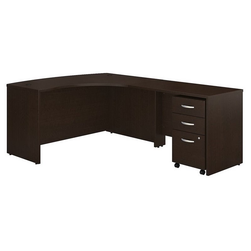 Series C RH L Shaped Desk with Drawers in Mocha Cherry - Engineered Wood