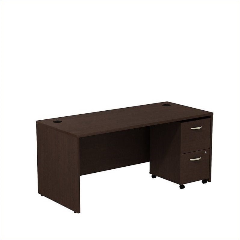 Series C 66W Desk with Mobile File Cabinet in Mocha Cherry - Engineered Wood