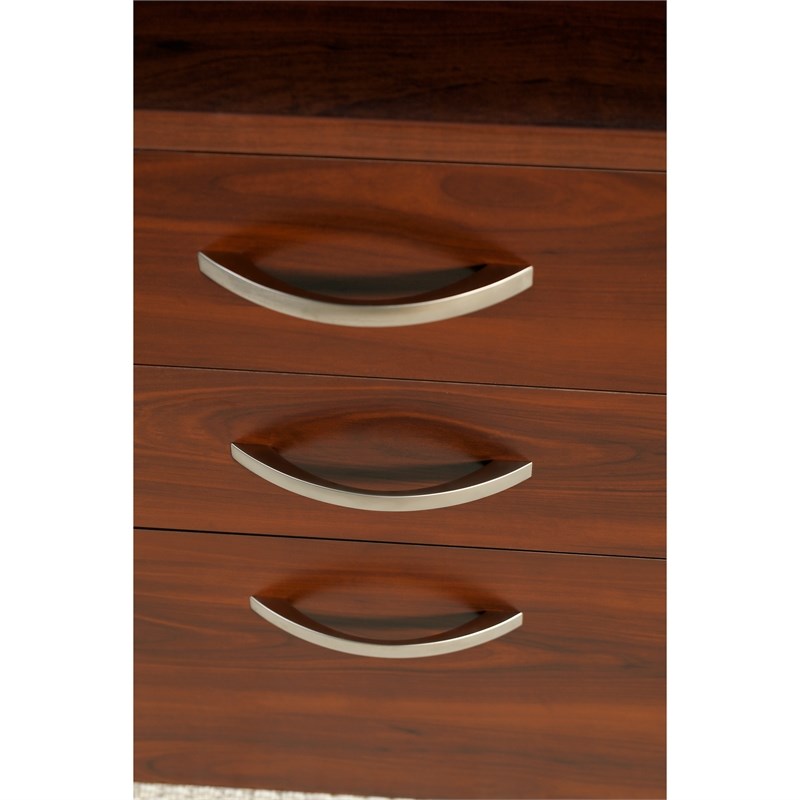 Series C 60W Bow Front L Desk with Drawers in Hansen Cherry - Engineered Wood