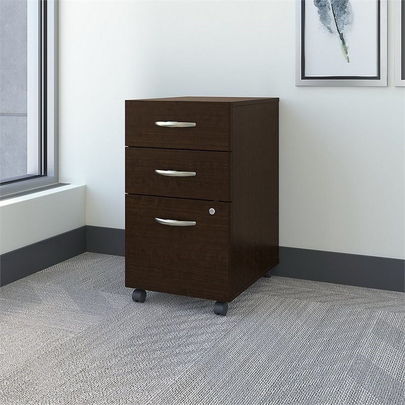 Series C 3 Drawer Assembled Mobile File Cabinet in Mocha Cherry
