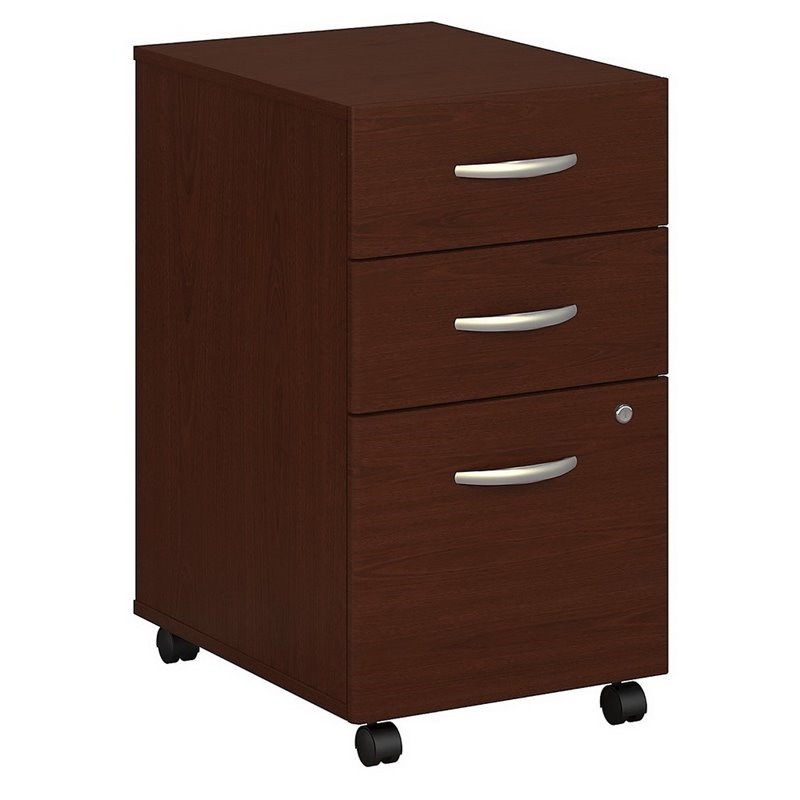 Series C 3 Drawer Assembled Mobile File Cabinet in Mahogany