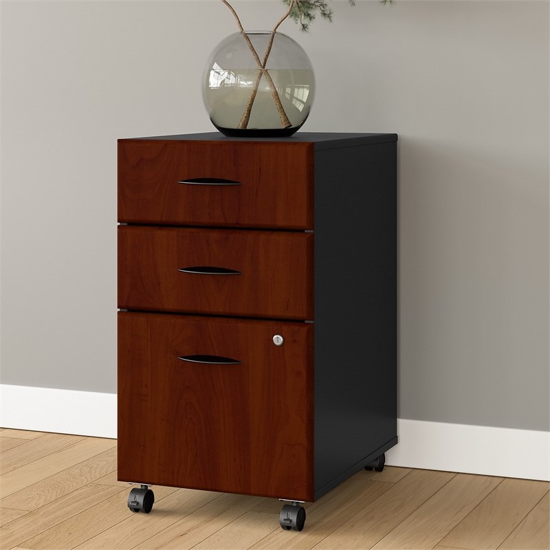 Series A 3 Drawer Mobile File Cabinet in Hansen Cherry - Engineered Wood