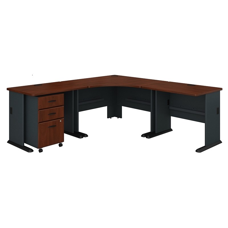 Bush Business Furniture Series A 84W x 84D Corner Desk with Mobile File Cabinet in Cherry