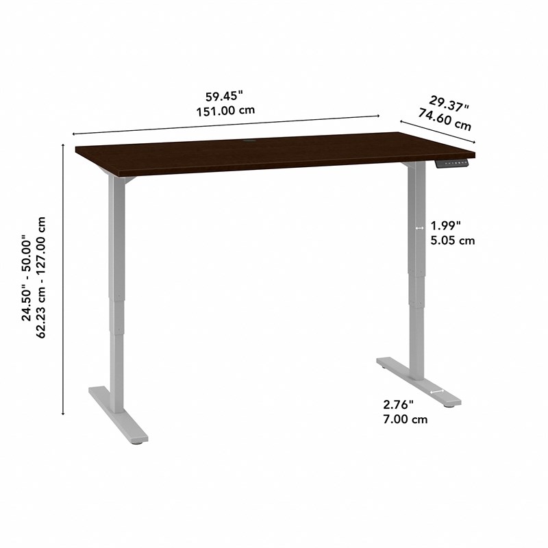 Move 80 Series 60W x 30D Adjustable Desk in Mocha Cherry - Engineered Wood