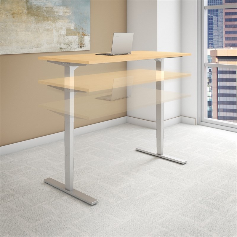 Move 80 Series 72W x 30D Adjustable Desk in Natural Maple - Engineered Wood