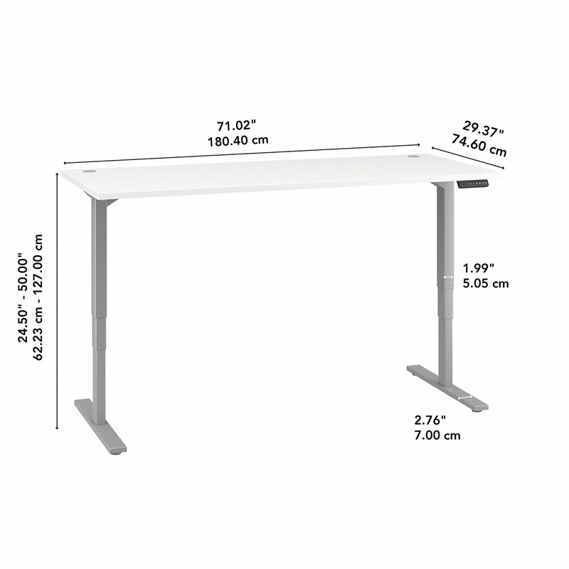 Move 80 Series 72W x 30D Height Adjustable Desk in White - Engineered Wood