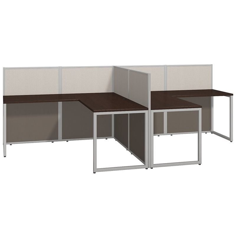 Bush Business Furniture Easy Office L Shaped Desk for 2 Mocha Cherry