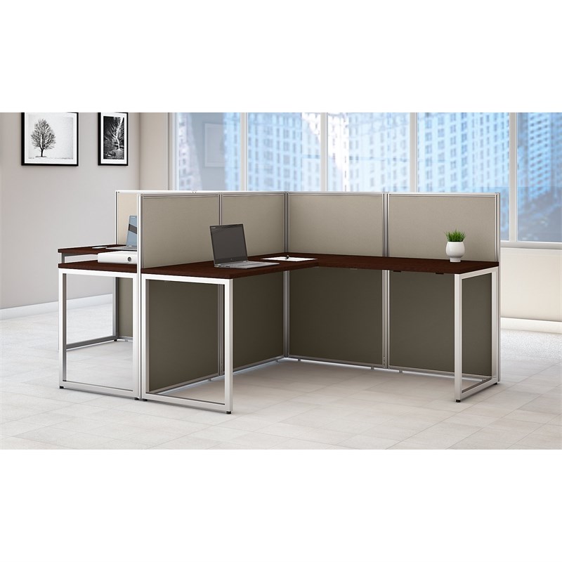 Bush Business Furniture Easy Office L Shaped Desk for 2 Mocha Cherry