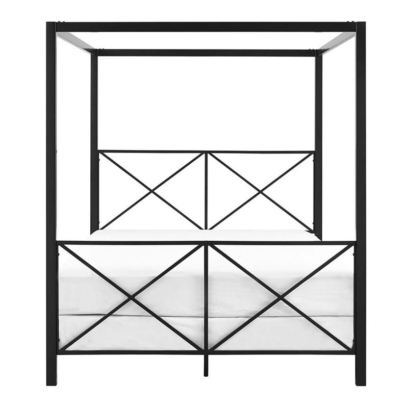 DHP Rosedale Modern Romance Metal Queen Canopy Bed in Black Homesquare
