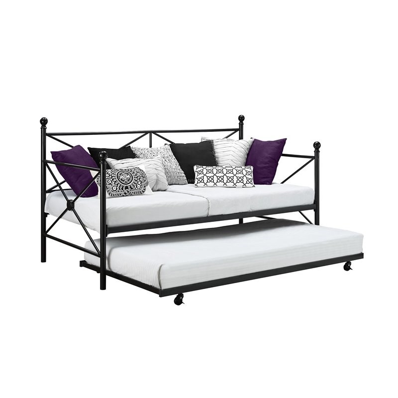 Sofa Bed Twin Size DHP Tribeca Modern Metal Daybed Frame Gray 
