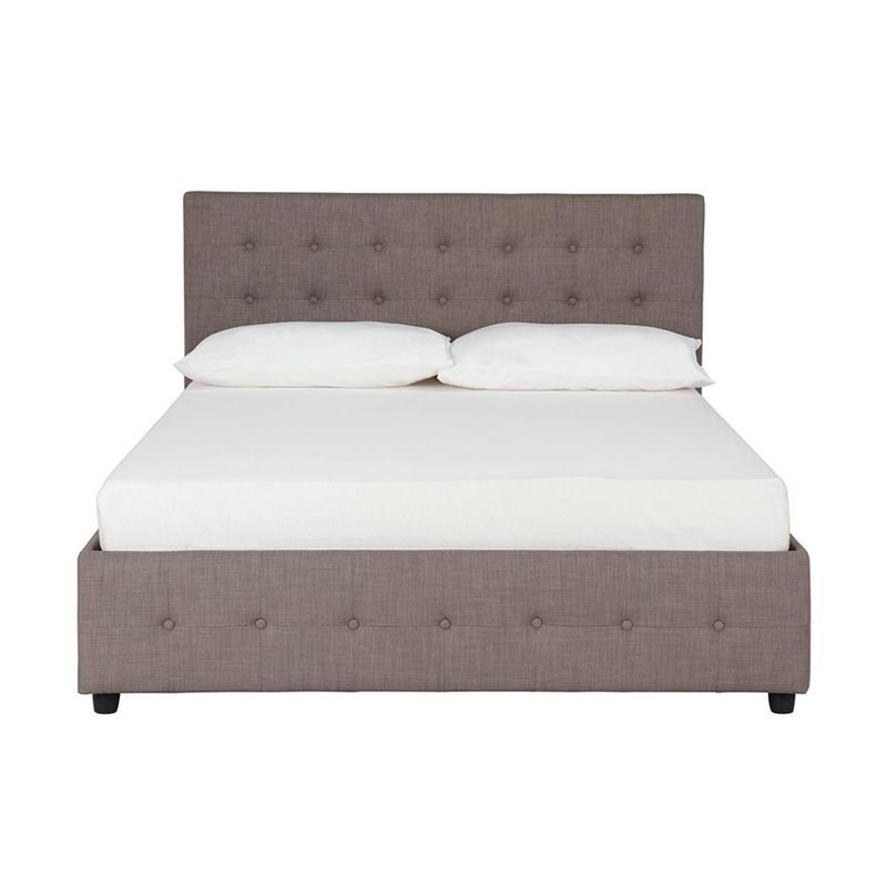 DHP Cambridge Linen Upholstered Queen Storage Bed in Gray Homesquare