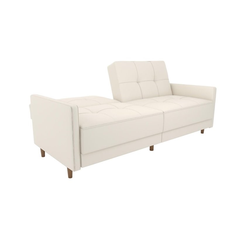 DHP Andora Coil Faux Leather Convertible Sleeper Sofa in White