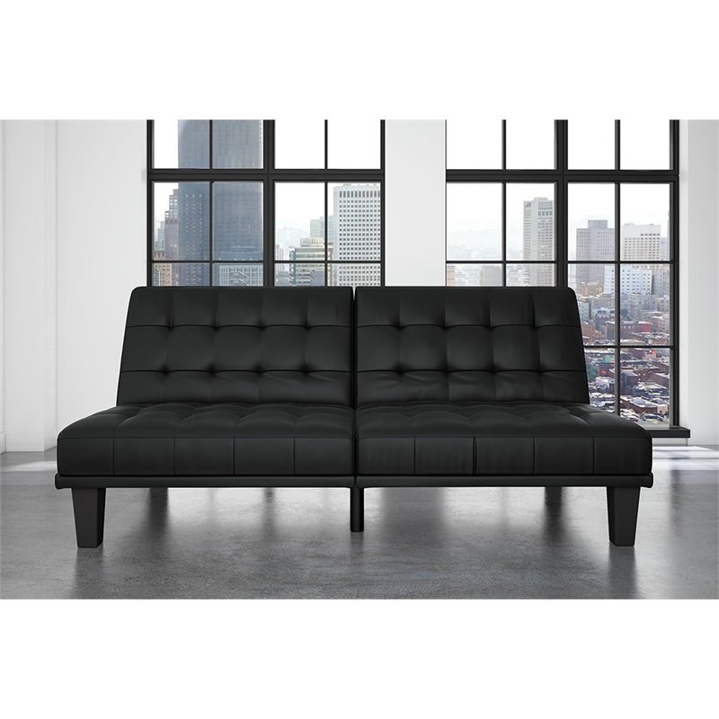 DHP Dexter Faux Leather Sleeper Sofa in Black