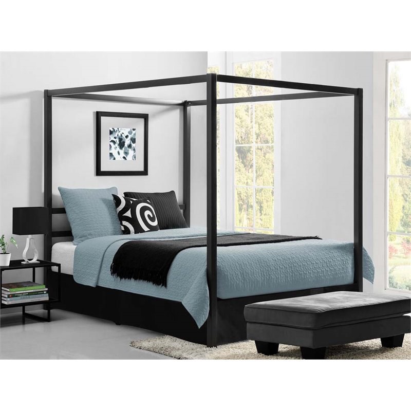 Dhp Modern Queen Metal Canopy Bed In Gunmetal Gray 5584296