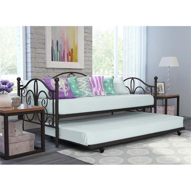DHP Bombay Twin Metal Daybed with Trundle in Bronze Homesquare