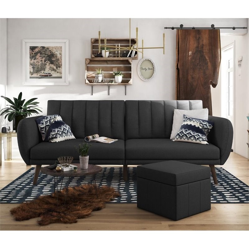 novogratz brittany linen futon dark gray