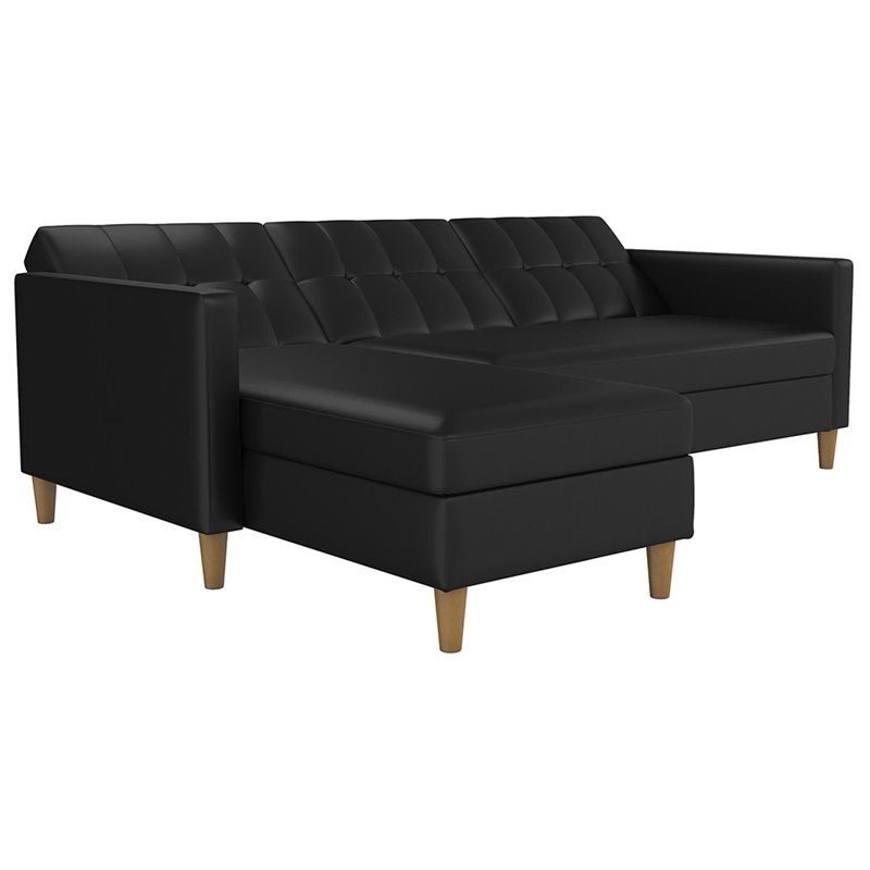2 Piece Faux Leather Sofa Set in Black Homesquare